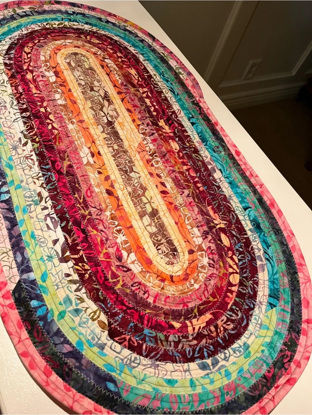 Hand Crafted Handmade Oval Multi-Color Braided Table Runner/Rug